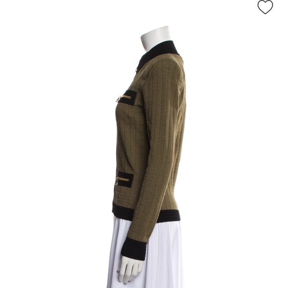 Balmain Women’s zip-up Olive and Black Women's Blazer sz US 8 FR 40 NEW - Picture 2 of 5